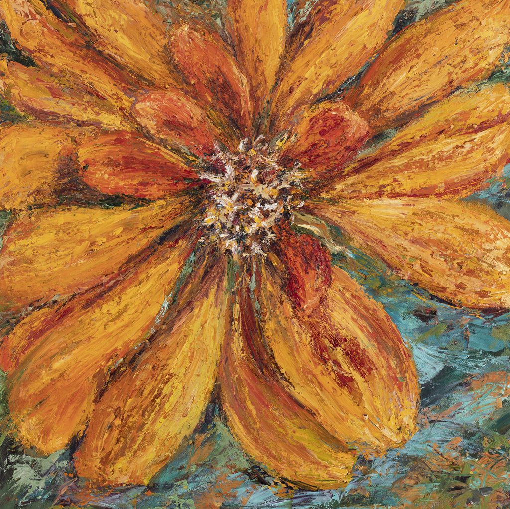 Close up view of yellow zinnia